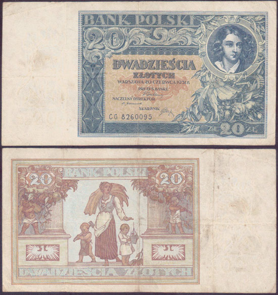 1931 Poland 20 Zlotych L000322
